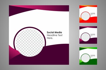 New set of editable minimal banner templates. Suitable for social media posts and web or internet ads. Vector illustration with photo college.