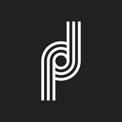 Letter PD DP logo with black and white background