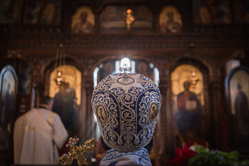 Orthodox church ceremony with high priest