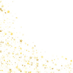 Flying gold star sparkle vector with white background.