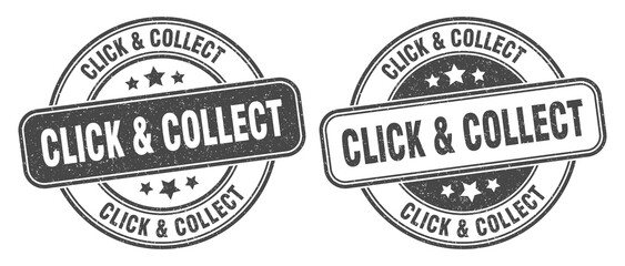 Fototapeta premium click & collect stamp. click & collect label. round grunge sign