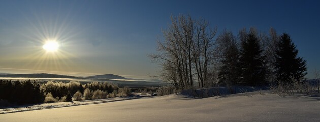 A sunrise on a cold February morning over the Appalachians, Sainte-Apolline, Québec