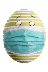 Large picture of an isolated easter egg with a stripes mask and eyes.