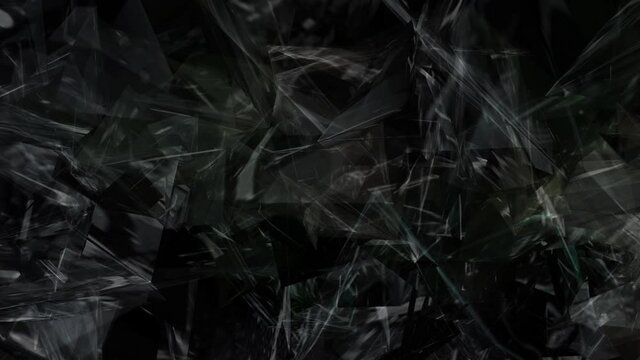 An abstract 'mirror' background animation, using wire frames and broken glass image textures.