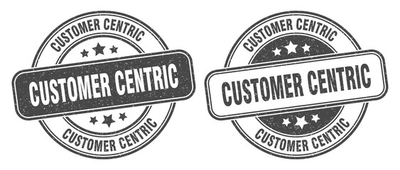 customer centric stamp. customer centric label. round grunge sign