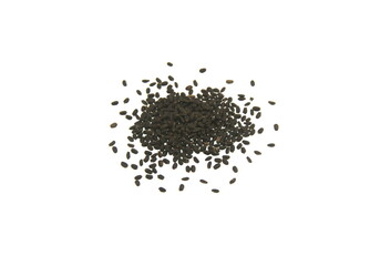 Basil seeds, dietary product (fiber, a good source of minerals, rich in plant-based omega-3 fat), on white  background