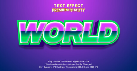 World 3d editable font effect