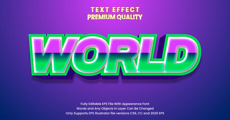Fototapeta premium World 3d editable font effect