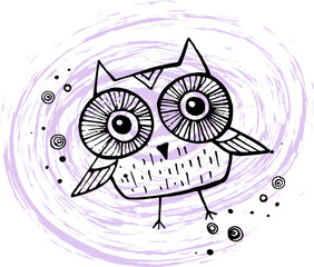 vector doodle illustration cartoon cute bird. design element for printing on baby products, souvenirs, fabrics, clothes