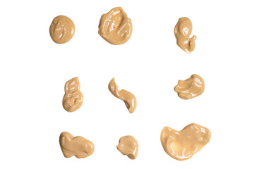 Mushroom sauce splashes isolated on white background.