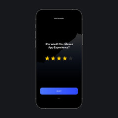 App Rating Stars UI Screen Concept. App Experience. . Vector illustration