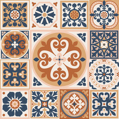 Portuguese floor ceramic tiles azulejo design, mediterranean pattern