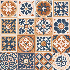 Portuguese floor ceramic tiles azulejo design, mediterranean pattern