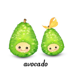 Cute avocado. Painted in watercolor, a cute fruit avocado child character isolated on a white background. - 418940516