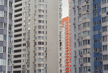 New high-rise buildings. Kyi, Ukraine. Poznyaki district.