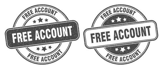 free account stamp. free account label. round grunge sign
