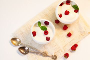 ice cream with fresh raspberries