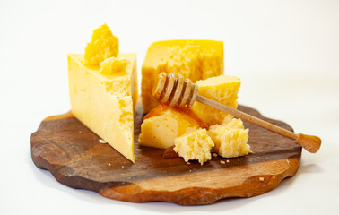 cheese plate, nuts, honey, figs