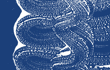 Grunge texture. Distress indigo rough trace. Energ