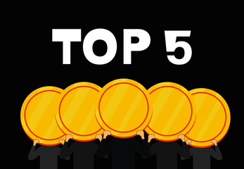Top 5 Virtual money, crypto currency and blockchain concept
