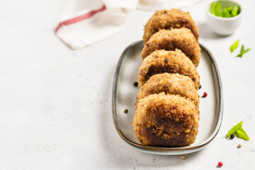 Keto diet beef  rissoles. Space for text.