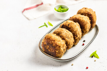Keto diet beef  rissoles. Space for text.