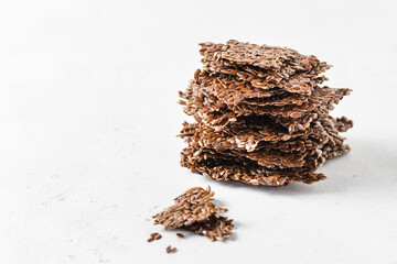 Spicy low carb keto flaxseed crackers. Space for text.