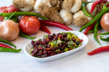 Mexican salad. Healthy food. Snack meal served alongside the main course. Natural vegetarian food.