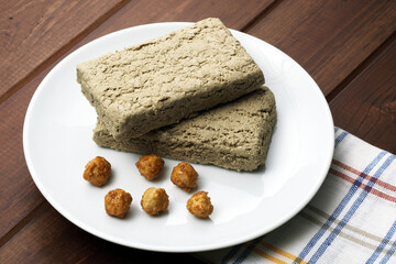 Two tiles of halva from sunflower seeds