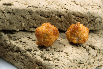 Two tiles of halva from sunflower seeds