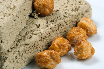 Two tiles of halva from sunflower seeds