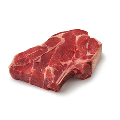 Close-up view of fresh raw 7 Bone Chuck Roast Chuck Cut in isolated white background
