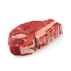 Close-up view of fresh raw Arm Pot Roast Chuck Cut in isolated white background