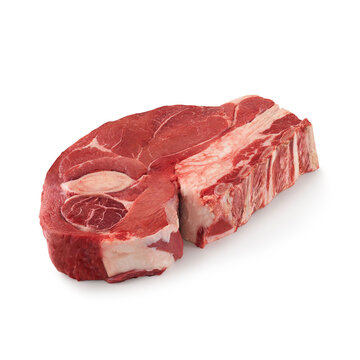 Close-up View Of Fresh Raw Arm Pot Roast Chuck Cut In Isolated White Background