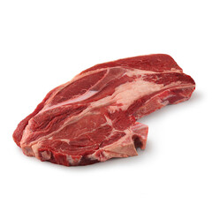 Close-up view of fresh raw Blade Chuck Steak Chuck Cut in isolated white background