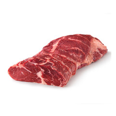 Close-up view of fresh raw Chuck Eye Roast Chuck Cut in isolated white background