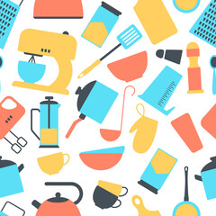 Cooking elements silhouette seamless pattern. Editable vector illustration in simple style. Perfect as any design template.