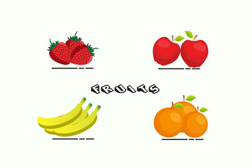 A variety of fresh exotic fruits, healthy to eat and good for the body. vector illustration of fruits