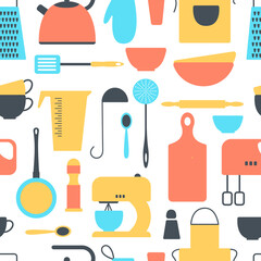 Cooking elements silhouette seamless pattern. Editable vector illustration in simple style. Perfect as any design template.