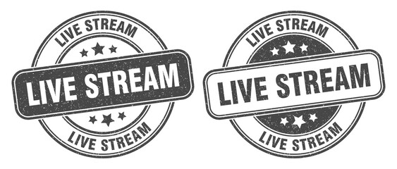 live stream stamp. live stream label. round grunge sign