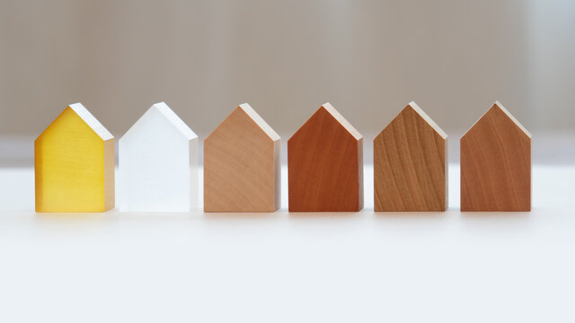 A Set Of Small Wooden Building Models