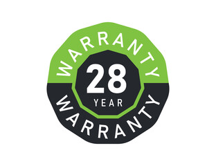 28 year warranty logo isolated on white background. 28 years warranty image