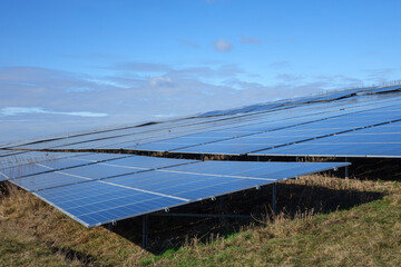 Solar energy. solar power plant produces sustainable electricity and renewable energy.