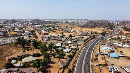 Scenic aerial view of Jos city Nigeria - obrazy, fototapety, plakaty