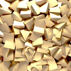 Luxury golden background. Gold glossy cubes array