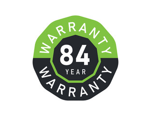 84 year warranty logo isolated on white background. 84 years warranty image