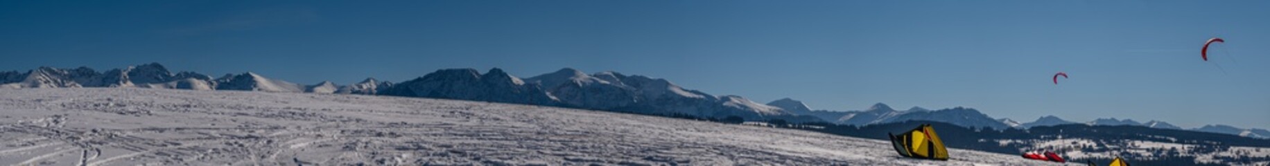 winter panorama of the Tatra mountains viewed from the north