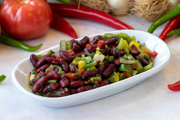 Mexican salad. Healthy food. Snack meal served alongside the main course. Natural vegetarian food.