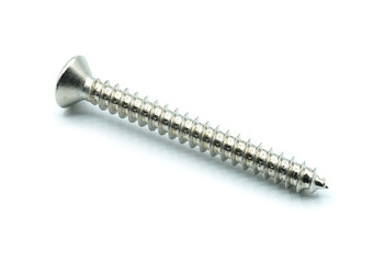 One metal screw isolated on white background, Accessory materials of carpentry