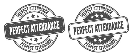 perfect attendance stamp. perfect attendance label. round grunge sign
